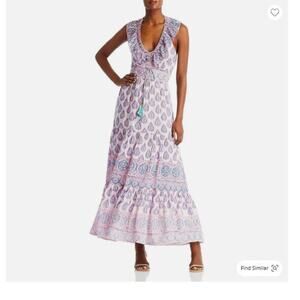 Alicia Bell Sz L Allie Ruffled Paisley Printed Maxi Halter Dress